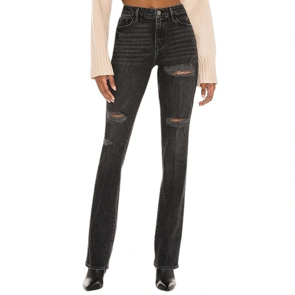 Frame Le Mini Boot Jeans Waist 29 Womens 8 Pepperdine Slash Distressed Black - Picture 1 of 11